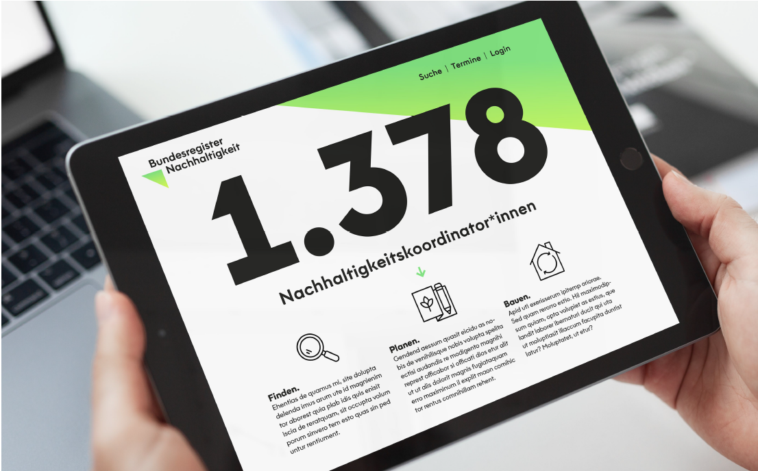 Pad mit Seite des Bundesregisters auf dem Display